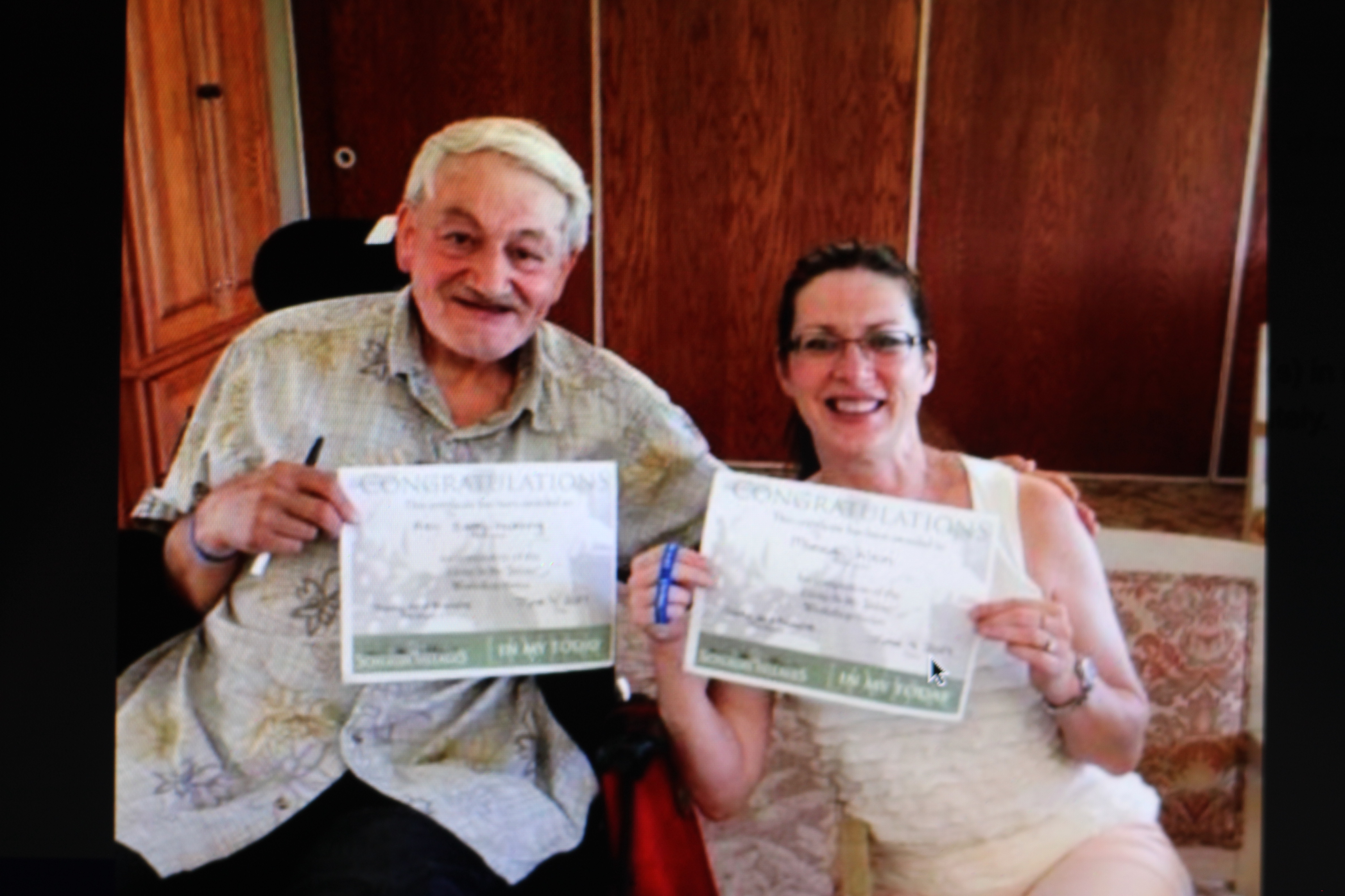 Barry is preparing to get a third certificate in the LIVING the  Dementia Journey education program. 