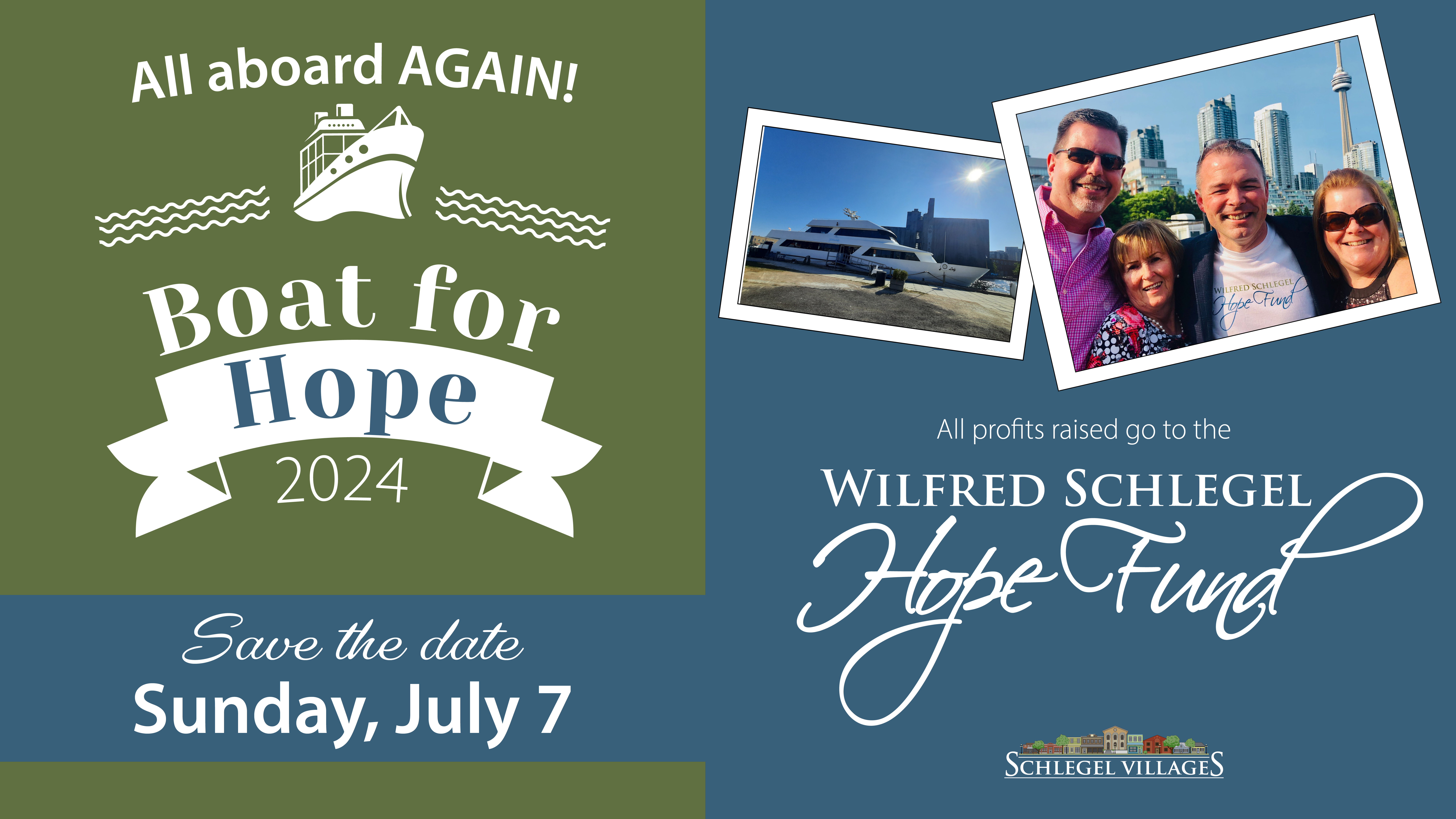 Boat for hope save the date July 7th, 2024