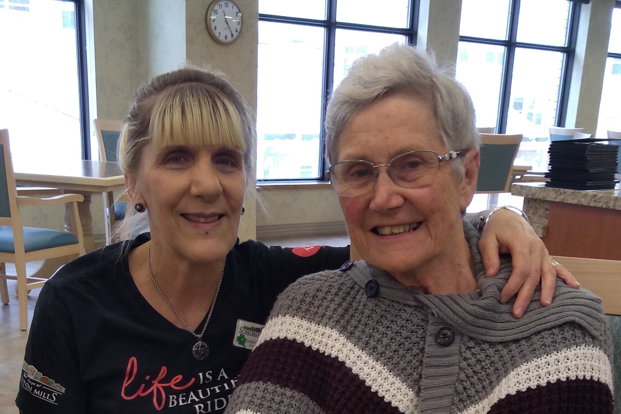 Sara is one of the team members supporting residents  like Valerie in the new Emma's neighbourhood at Taunton  Mills. LIVING In My Today teaches that taking the time to truly know each resident is the key to successful support. 