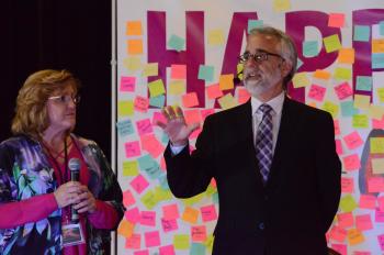 With charisma and charm, Brian Leblanc, with his care partner Carmen, spoke eloquently about living well with dementia at the annual Operational Planning Retreat in late September.