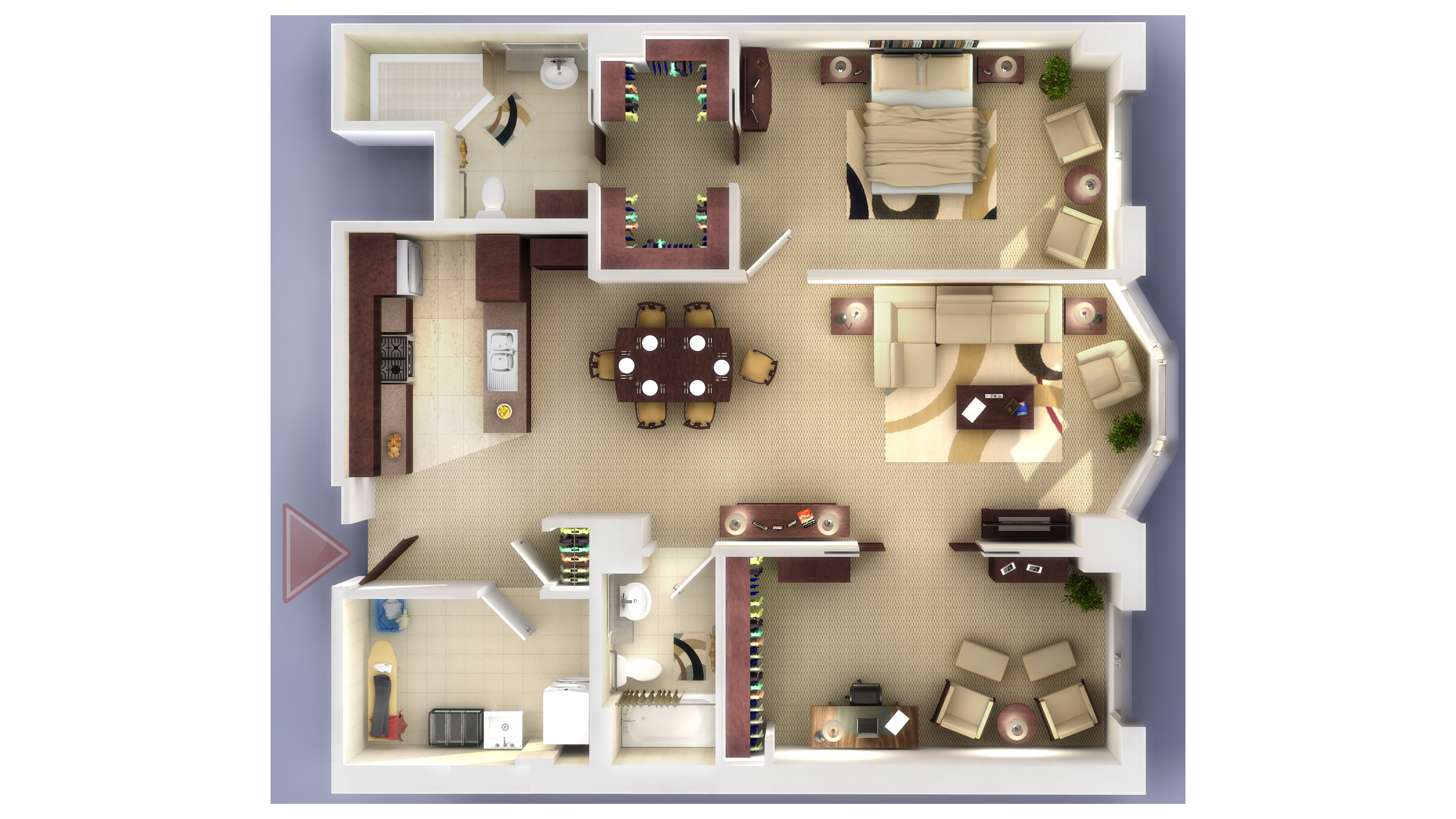 Ailsa Craig one bedroom with den layout