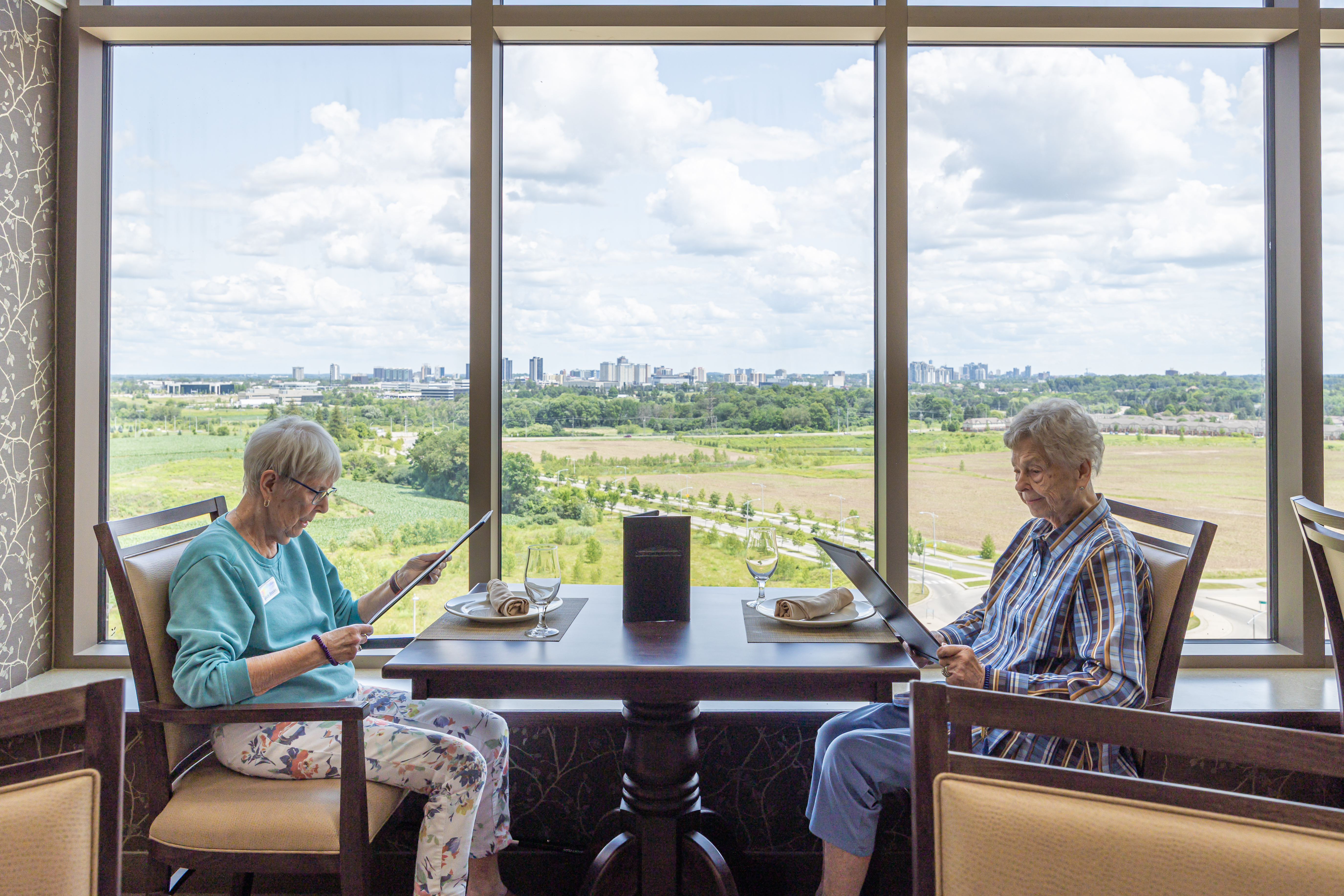 Two ladies sitting in The Ruby with an amazing view