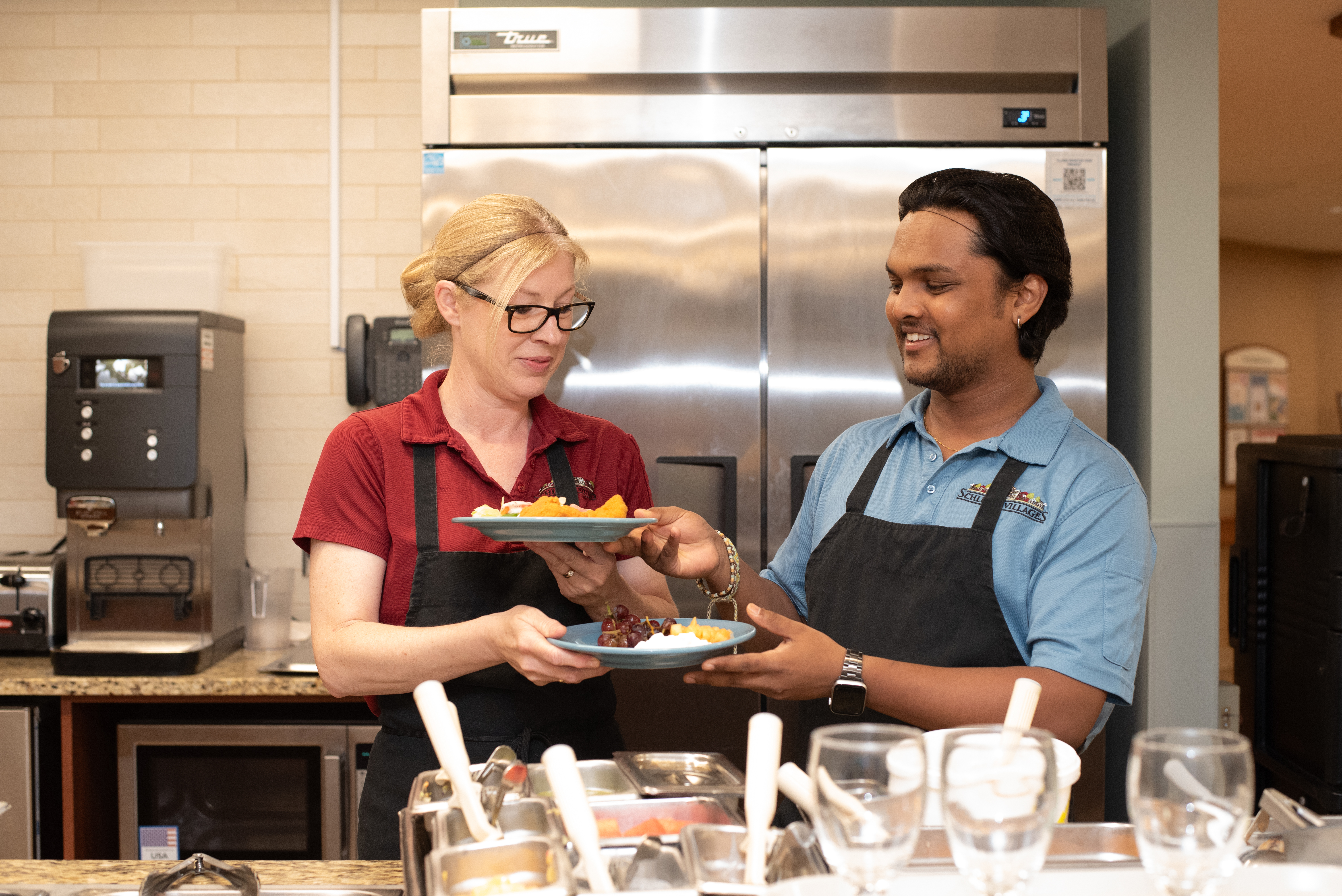 team members working together in the kitchen