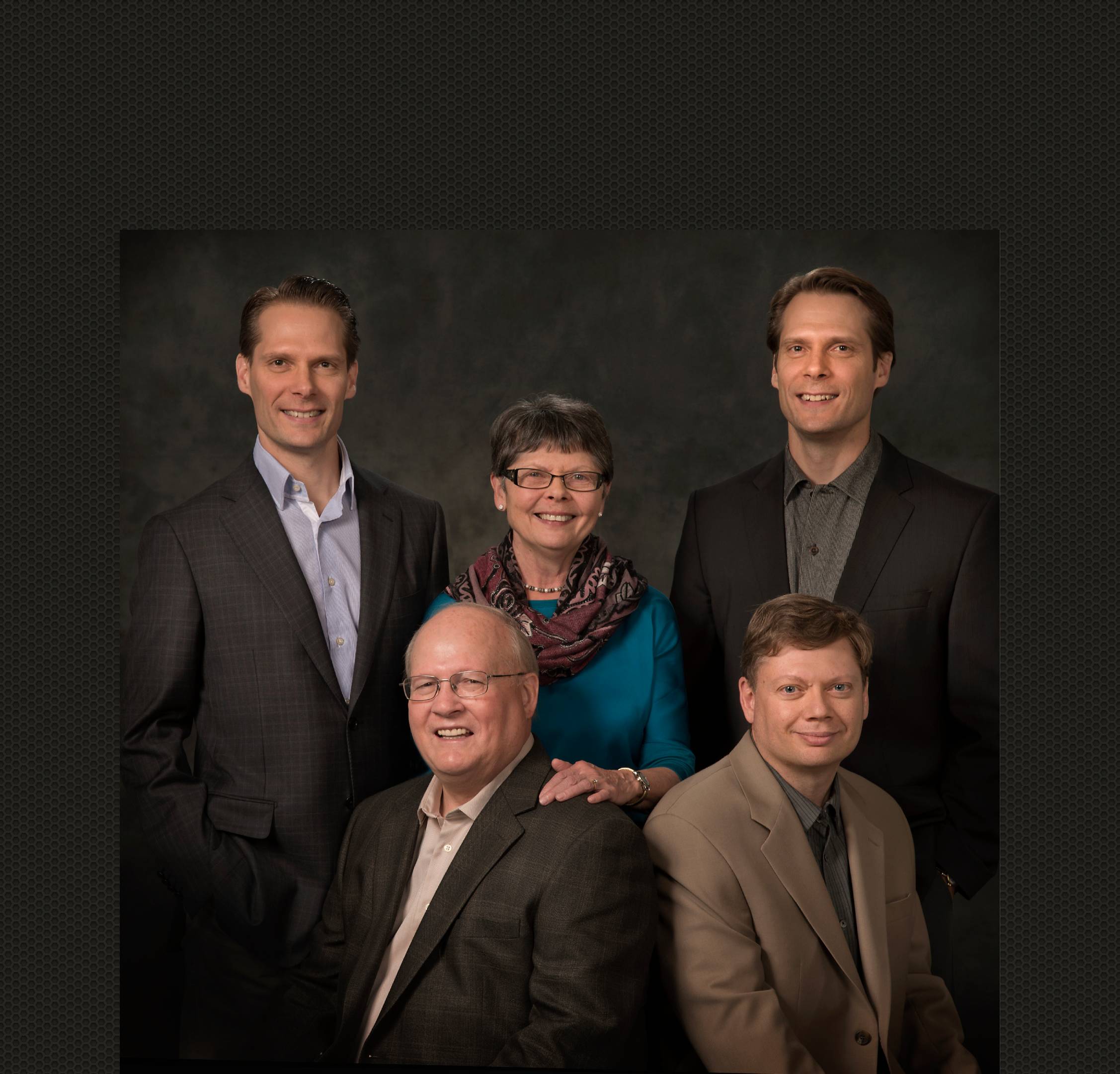 Jamie, Barb, Brad, Rob and Ron Schlegel family portrait