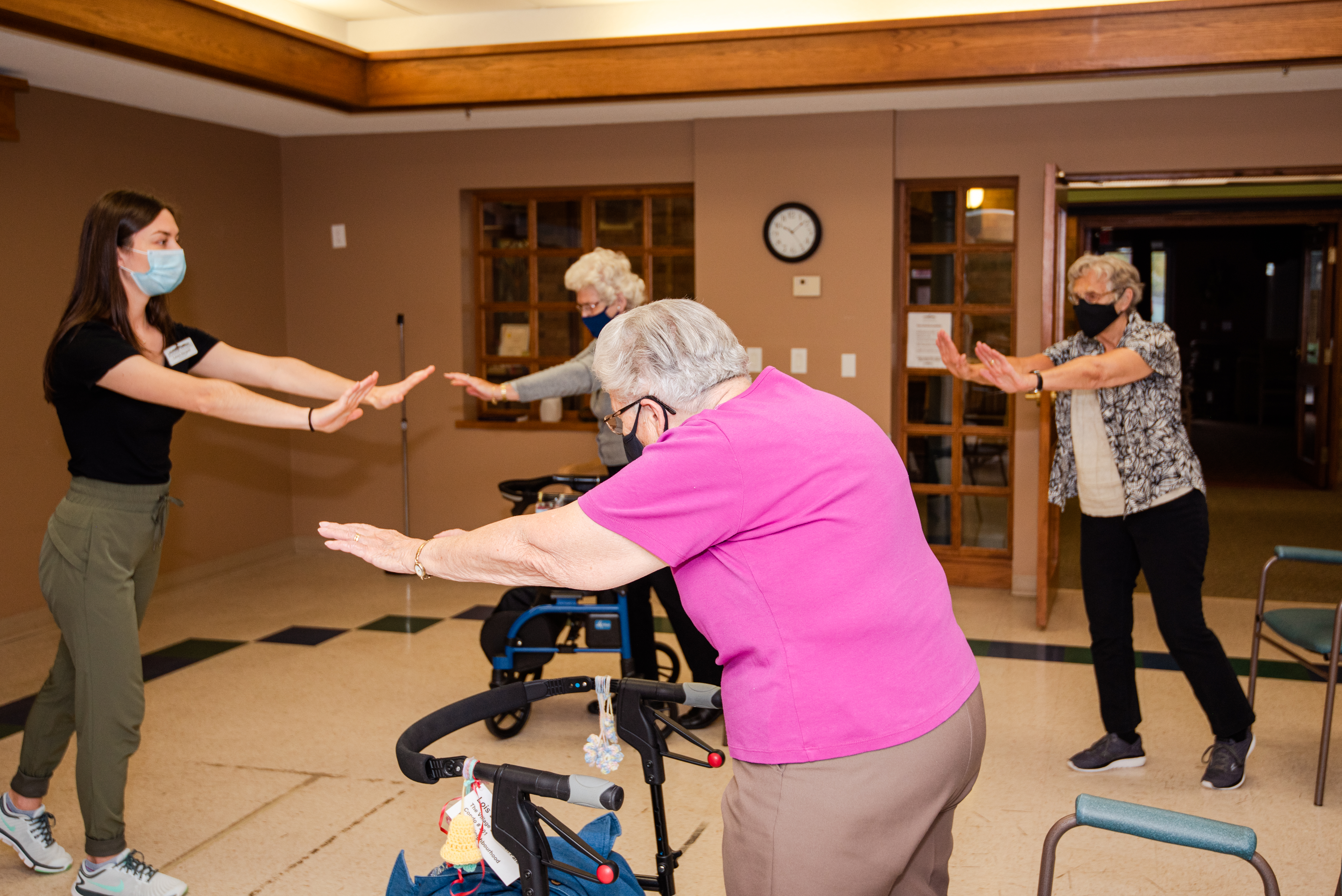 Residents in an exercise class