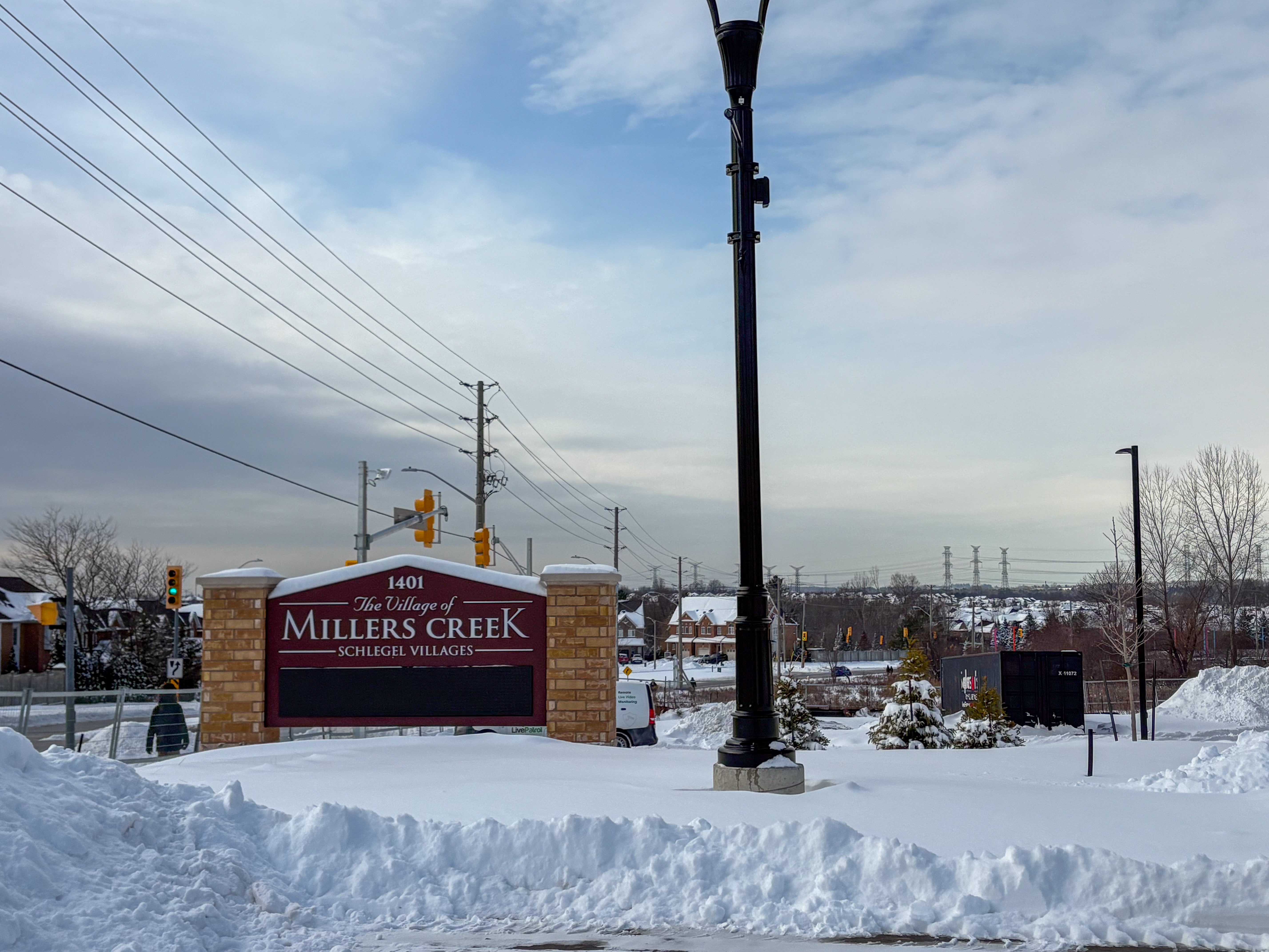 The Village of Millers Creek in Ajax road sign installation