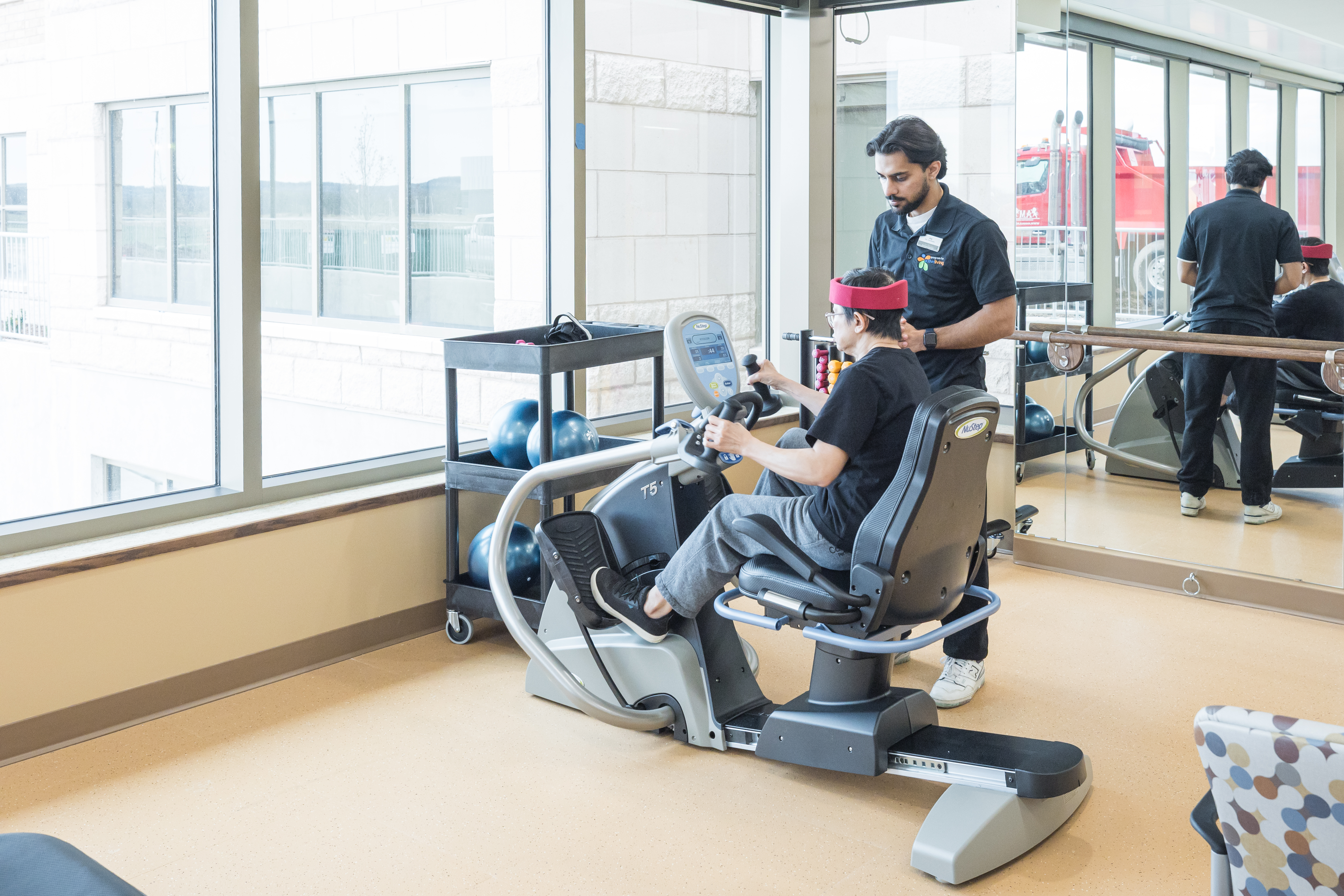 Exercising in the Fitness Centre on the NuStep