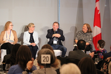 Bryce McBain shares the stage with three fellow Trailblazers during an awards ceremony at the Walk with Conference in Ottawa.