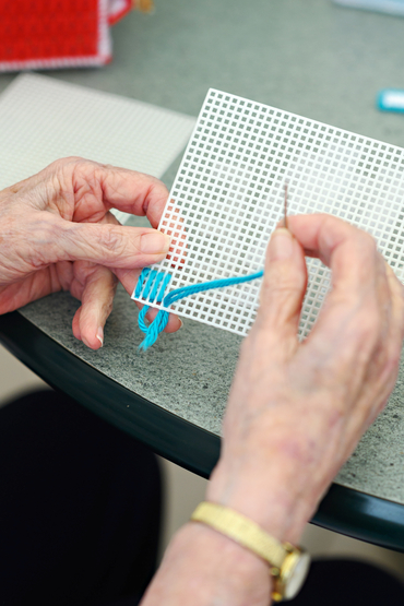 Carole working on her crafts