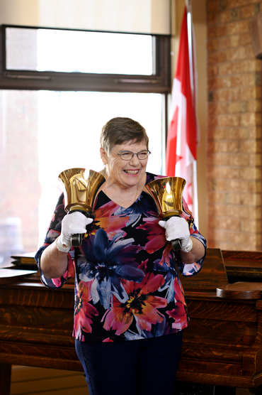 Kathryn Wall playing the hand bells