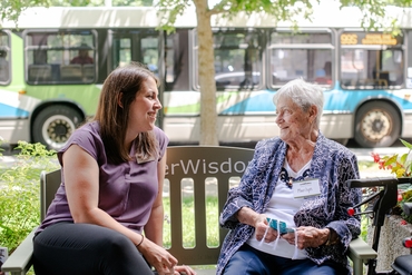 Senior shares wisdom from the green bench
