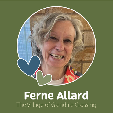 Ferne Allard is the 2023 recipient of the Barb Schlegel Volunteer Award at The Village of Glendale Crossing