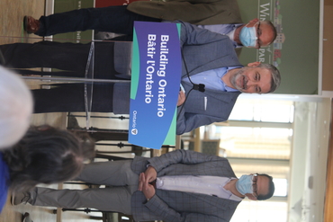 Minister of long-term care, Paul Calandra, shares remarks at The Village of Winston Park