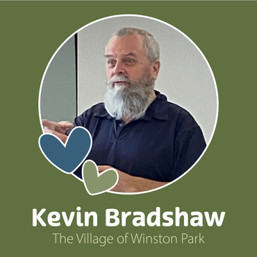 Kevin Bradshaw is the recipient of the Barb Schlegel Volunteer Award at The Village of Winston Park for 2023