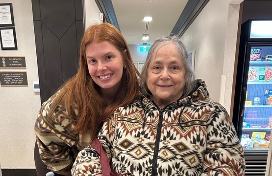 Anna and Brenda pose together while on a trip together from Windsor to Waterloo where Brenda completed in the Schlegel Olympics.