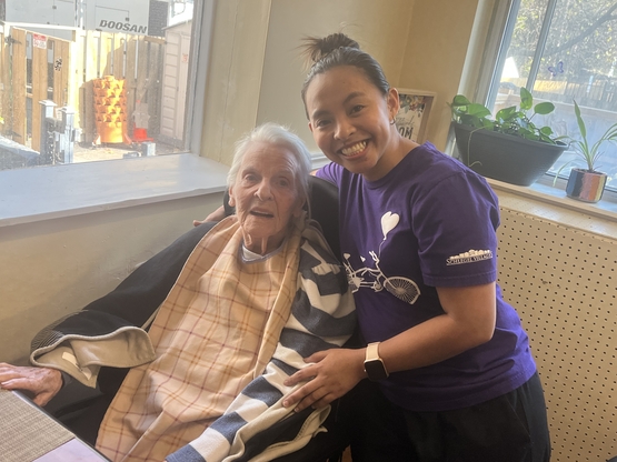 Jeanette is pictured with a resident of Hamilton Continuing Care.