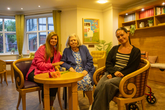 Three generations - Andrée, Sheila and Olivia - are pictured together after they watched the screening of The Green Bench at Maycroft Manor in Brighton, England. 