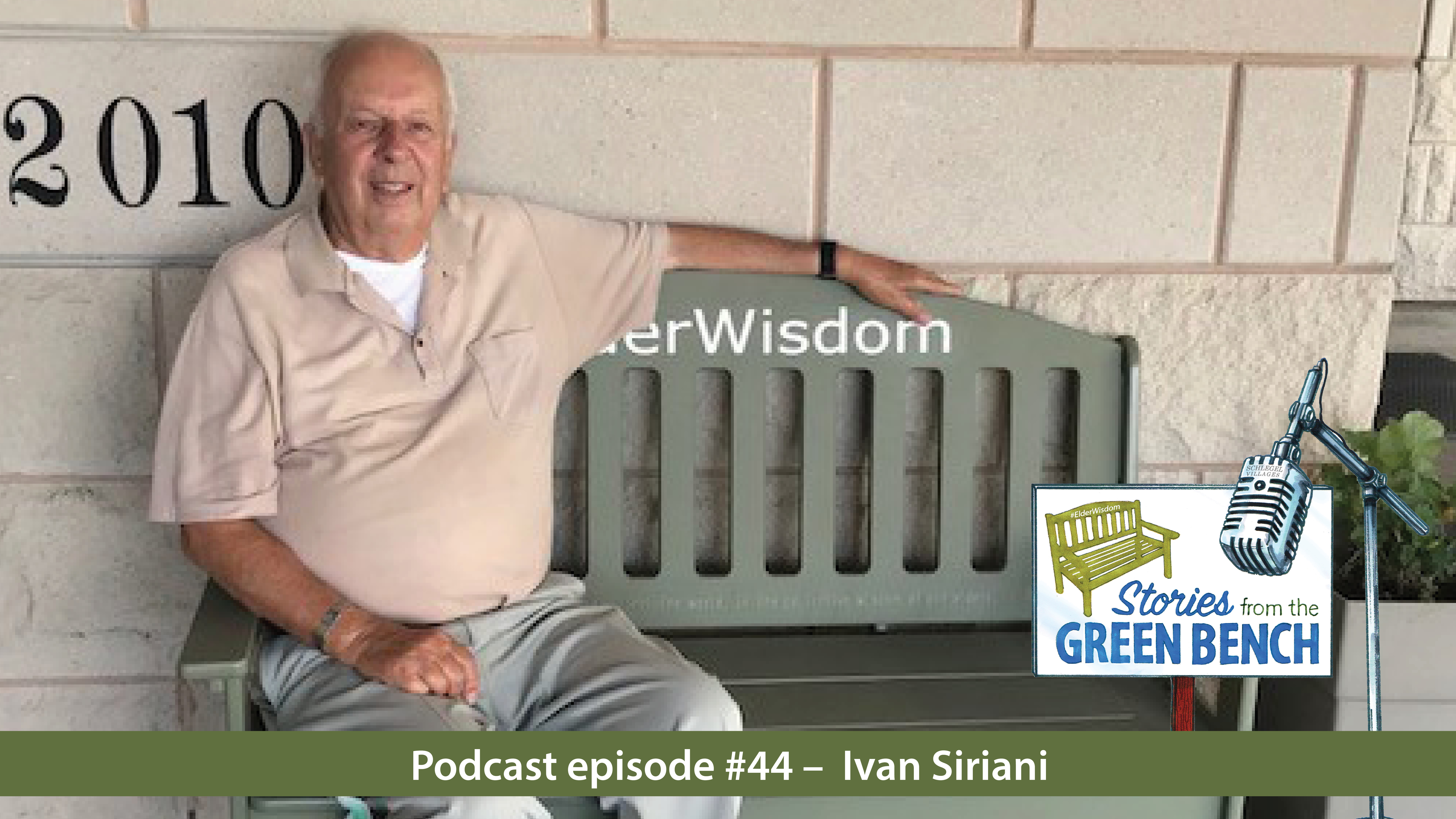 Ivan Siriani sitting on the Elder Wisdom Bench