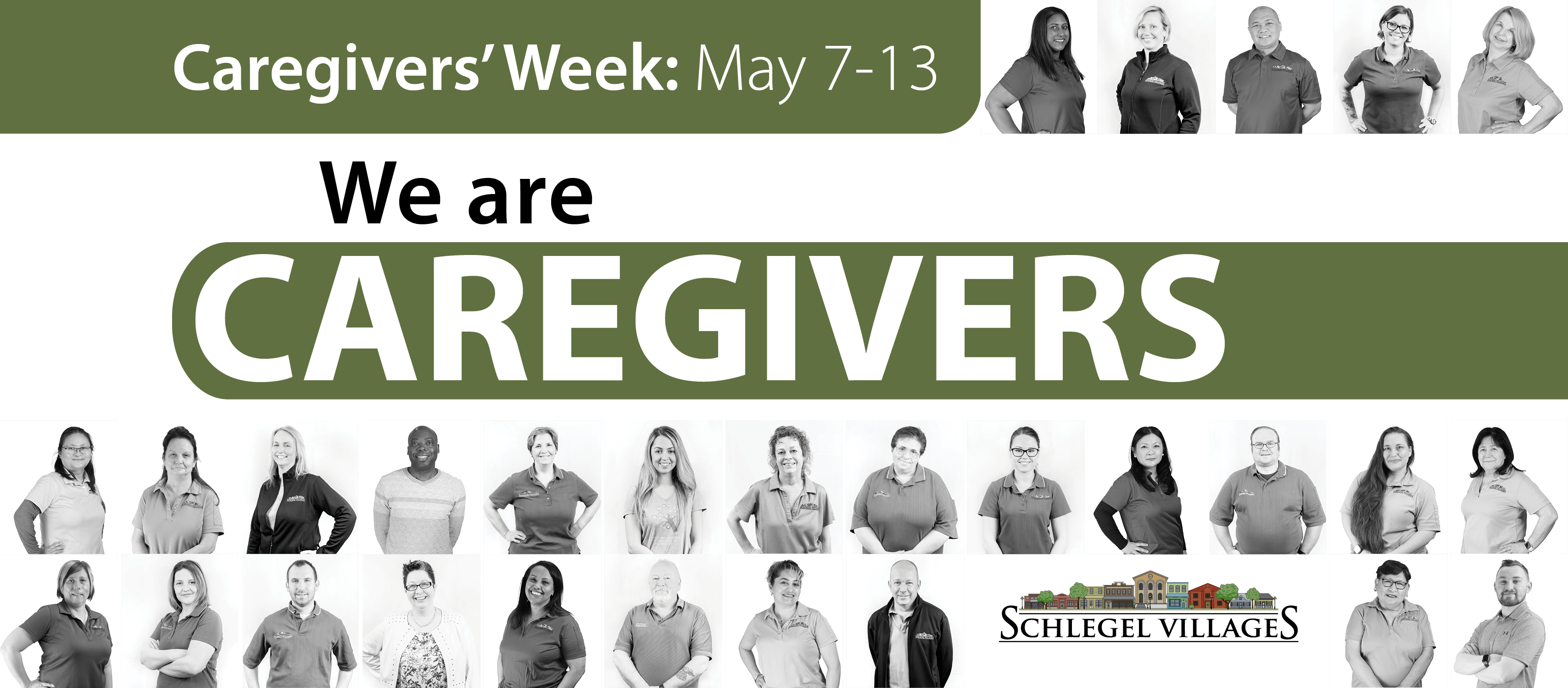 Photos of Caregivers at Schlegel Villages in promotion of Caregivers' Week