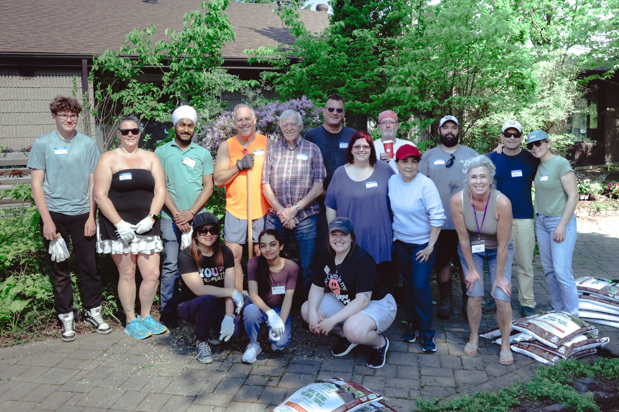 Volunteers who helped revitalize the garden space at Coleman Care Centre pose together. 