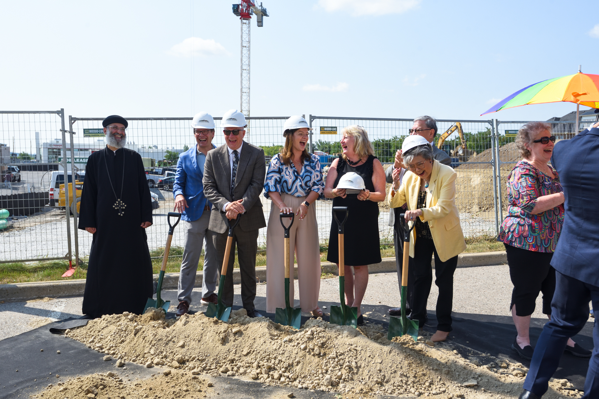 Dignitaries turn dirt on the construction site during the announcement of a new Schlegel Village long-term care in Richmond Hill, The Village of Westbrook Lane