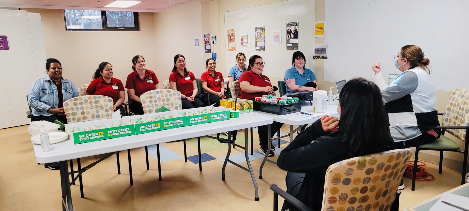 Team members at Riverside Glen gather together over a special lunch to celebrate their successes. 