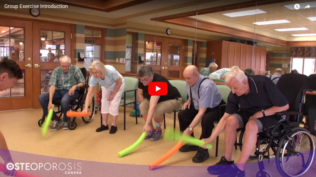 Osteoporosis video series - cover photo with seniors doing exercises