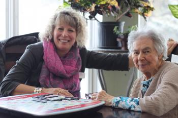 Lin and her mother Doris inside Coleman Care Centre