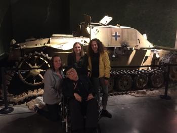 Crystal, Angela and Courtney together with Bob at the Canadian War Museum in Ottawa.