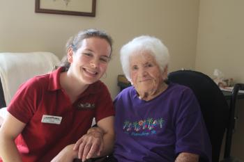 Mary, now 100 years old, always loved to swim and Ciara, a kinesiology student from the University of Waterloo, helped get her back in the water 