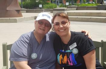 Louise alongside Pinehaven's Jill McQueen upon the #ElderWisdom bench in Waterloo. Louise says the friends she made while staying at Pinehaven helped in her recovery.