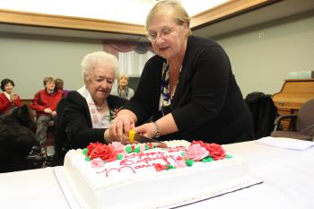 Before COVID-19, Donna and family would visit Marie at least  weekly. This picutre was during Marie's 100th birthday celebrations three years ago. Though things have changed so much, Donna  shares how they are still making the most of every moment.